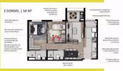 Apartamento no Condominio Vision com 2 dormitórios à venda, 58 m² por R$690.000,00. - Jardim Esplanada - São José dos Campos/SP