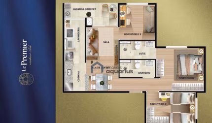 Cobertura no Condomínio  Le Premier com 3 dormitórios à venda, 63 m² por R$ 744.700,00 - Jd. Califórnia - Jacareí/SP