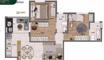Apartamento com 2 dormitórios à venda, 65 m² por R$ 627.000,00 - Parque Industrial - São José dos Campos/SP
