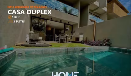 Kanui Milagres - Linda Casa Duplex com 3 suítes e piscina privativa, mobiliada e decorada