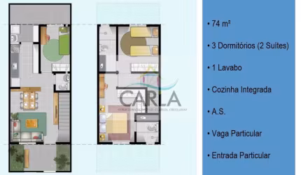 Sobrado com 3 dorms, Jardim Primavera, Guarujá - R$ 420 mil, Cod: 663