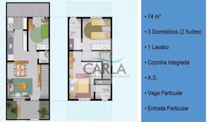 Sobrado com 3 dorms, Jardim Primavera, Guarujá - R$ 420 mil, Cod: 663
