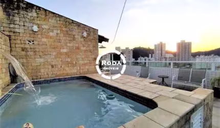 Cobertura de luxo no Gonzaga: 3 quartos, 2 suítes, 3 salas, 4 banheiros, 2 vagas e 300m² - Imperdível!