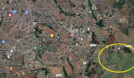 Excelente area para venda nas margens da Rod. Abraao Assed, em frente ao Pq dos Lagos, com 75.356 m2, com galpões e outras construções