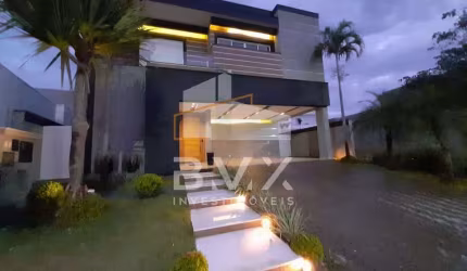 Linda Casa Sobrado, 395 m² no ALPHAVILLE NOVA ESPLANADA, 4 suítes c closet, piscina, 6 vagas, projeto moderno e inovador, paisagismo, num ponto alto