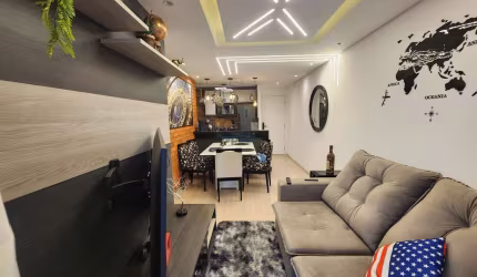 Apartamento de 2 dorms (suíte), 1 vaga com churrasqueira à carvão no condominio Exuberance Club
