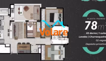 Apartamento à venda na Vila Osasco, Osasco-SP: 3 quartos, 1 suíte, 2 salas, 3 banheiros, 2 vagas, 78 m². Venha conferir!