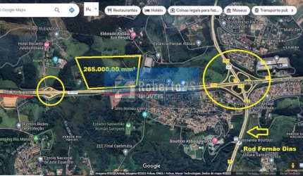 Excelente área para fins comercial e industrial, próximo ao trevo da Fernão Dias.