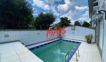 Sobrado de esquina, terreno 12x18m, piscina e 4 quartos, 277 m² - Aparecida - Santos/SP