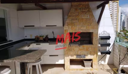 Cobertura duplex,  2 quadras da praia , Gonzaga  - 277 metros piscina e churrasqueiraa