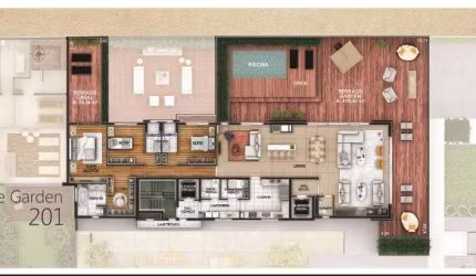 Aparamento Garden 435m² com 3 suítes e 4 vagas de garagem no VIVACE Moinhos
