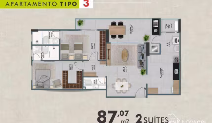 Apartamento com 2 quartos à venda na Vila Guilhermina Praia Grande/SP