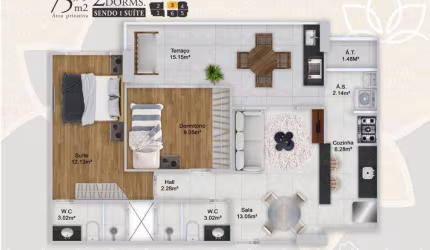 Apartamento com 2 quartos à venda na Vila Guilhermina Praia Grande/SP