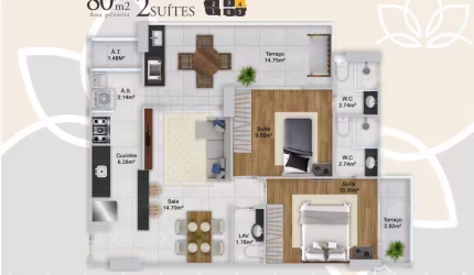 Apartamento com 2 quartos à venda na Vila Guilhermina Praia Grande/SP
