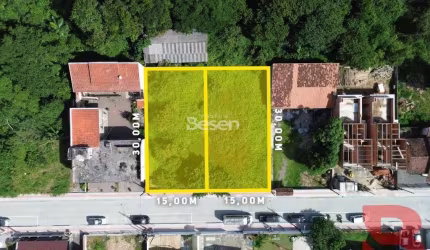 DOIS TERRENOS TOTALIZANDO 900,00M², NO BAIRRO ITAPEMA DO NORTE EM ITAPOÁ - RUA PAVIMENTADA E COM CALÇAMENTO