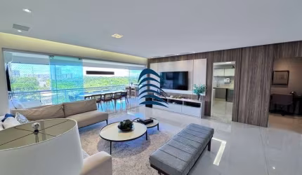 Excelente apartamento, 3 suítes + home office e sala ampliada, suíte principal com closet, despensa, varanda gourmet com churrasqueira a carvão integrada a cozinha,  vista mar