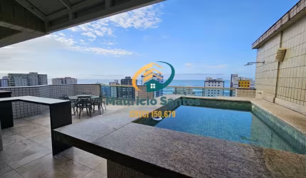 Apartamento Cobertura Duplex em Mongaguá, bairro Jardim Marina, 3 dormitórios sendo 2 suítes, uma delas master, closet, piscina privativa e churrasqueira, Residencial lazer completo.