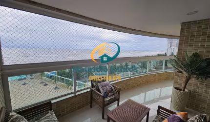 Apartamento Alto Padrão em Mongaguá, bairro Jardim Aguapeú, frente ao mar com 3 dormitórios sendo 2 suítes, 3 vagas, Excelente padrão e localização, Residencial com lazer completo, piscina de borda in