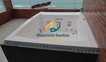 Apartamento tipo cobertura duplex em Mongaguá, bairro Jardim Marina, 3 dormitórios sendo 1 suíte, 3 vagas, Residencial frente ao mar com piscina na cobertura.