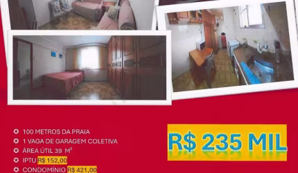 OPORTUNIDADE! APARTAMENTO DE 1 DORMITÓRIO 100 METROS DA PRAIA