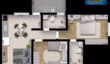 Apartamento com 2 dormitórios à venda, 59 m² por R$ 292.800,00 - Jardim Wanel Ville V - Sorocaba/SP