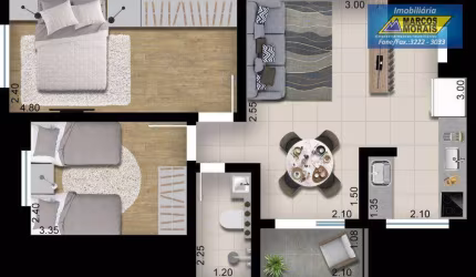 Apartamento com 2 dormitórios à venda, 51 m² por R$ 242.500,00 - Jardim Wanel Ville V - Sorocaba/SP