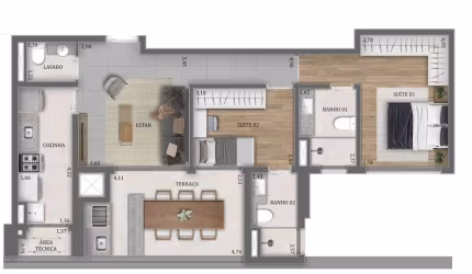 Apartamento para Venda em São Paulo, Água Branca, 2 dormitórios, 2 suítes, 3 banheiros, 1 vaga