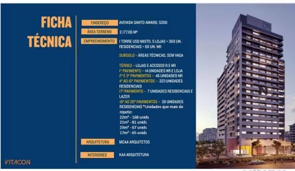 Apartamento com 1 quarto à venda na Avenida Santo Amaro, 5200, Santo Amaro, São Paulo, 22 m2 por R$ 360.000