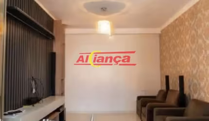 lindo apto 2 dorms, sendo 1 suite 59 m2 sacada gourmet andar alto prox shopping maia  480 mil