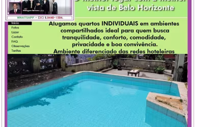 ALUGAMOSM QUARTOS E SUITES NO BAIRRO MAGABEIRAS  COM LINDA VISTA PARA A CIDADE DE BELO HORIZONTE.