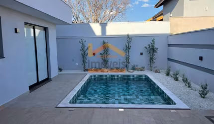 Casa de alto padrão em condomínio no Jardim Firenze, Santa Bárbara D'oeste-SP: 3 quartos, 2 suítes, 3 salas, 3 banheiros, 4 vagas de garagem, 200m².