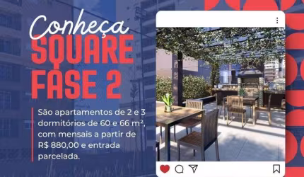 Apartamento c/ 66,09m², 3 Quartos(1suíte) na planta no Square Carapicuíba