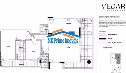 Apartamento Vedara 120m² 2 suítes - Alphaville