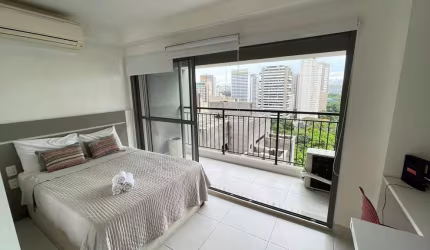 Studio de 25m² MOBILIADO à venda, Indianópolis, São Paulo, SP. com 1 Suíte, Sacada, Área verde e pe