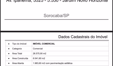 Área Comercial Av. Ipanema, 5525 - 5.550 - Jardim Novo Horizonte