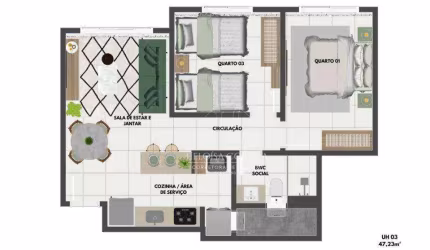 Apartamento com 2 dormitórios à venda, 47 m² por R$ 297.000,00 - Nova Parnamirim - Parnamirim/RN