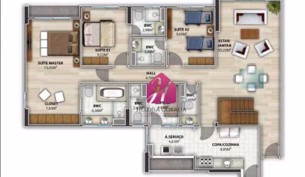 Duplex com 4 dormitórios à venda, 264 m² por R$ 1.800.000 - Lagoa Nova - Natal/RN