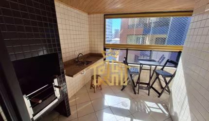 Apartamento Semi mobiliado - 02 dormitórios (01 Suíte) - Varanda com churrasqueira vista parcial mar - 1 vaga - Aviação