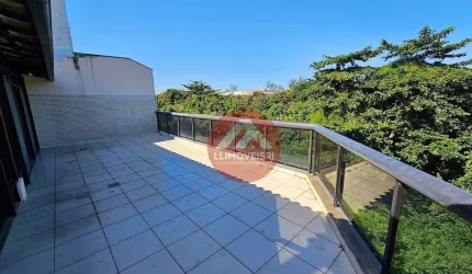 Cobertura com 3 quartos, mais dependência. 162m, 2 vagas. Recreio