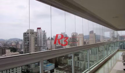 Apartamento de alto padrão em Santos com três suítes, três vagas e lazer no Gonzaga