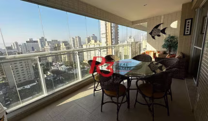 Apartamento com 3 dormitórios para alugar, 181 m² por R$ 16.000,02/mês - Gonzaga - Santos/SP