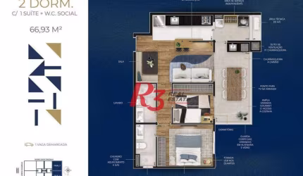 Apartamento à venda, 66 m² por R$ 843.988,18 - Marapé - Santos/SP
