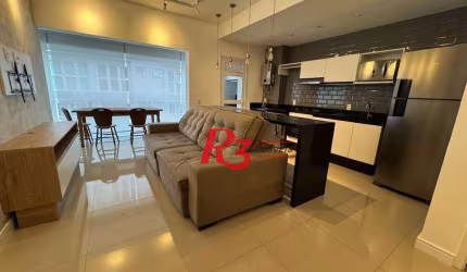 Apartamento com 1 dormitório para alugar, 57 m² por R$ 6.500,00/mês - Gonzaga - Santos/SP