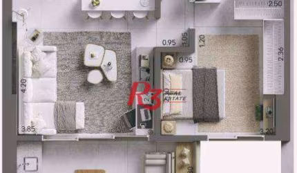 Apartamento com 1 dormitório à venda, 58 m² por R$ 715.000,00 - Ponta da Praia - Santos/SP