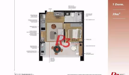 Studio à venda, 39 m² por R$ 625.000,00 - Boqueirão - Santos/SP