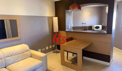 Flat 1 dormitório, sala e varanda  à venda, 44 m² por R$ 428.000 - Gonzaga - Santos/SP