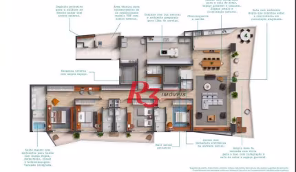 Apartamento com 4 suítes de frente para o mar no Gonzaga em Santos à venda, 315 m² por R$ 5.900.000 - Gonzaga - Santos/SP