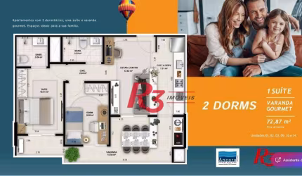 Apartamento Panorâma Santos - 72,87m² - 720 mil