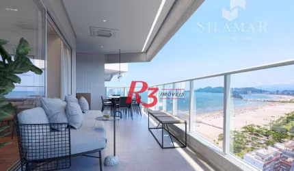 Apartamento com 3 suítes de frente para a praia no Gonzaga à venda, 224 m² por R$ 4.340.000  - Santos/SP