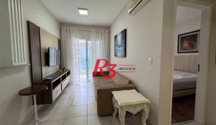 Apartamento com 1 dormitório para alugar, 50 m² por R$ 5.800,00/mês - Gonzaga - Santos/SP